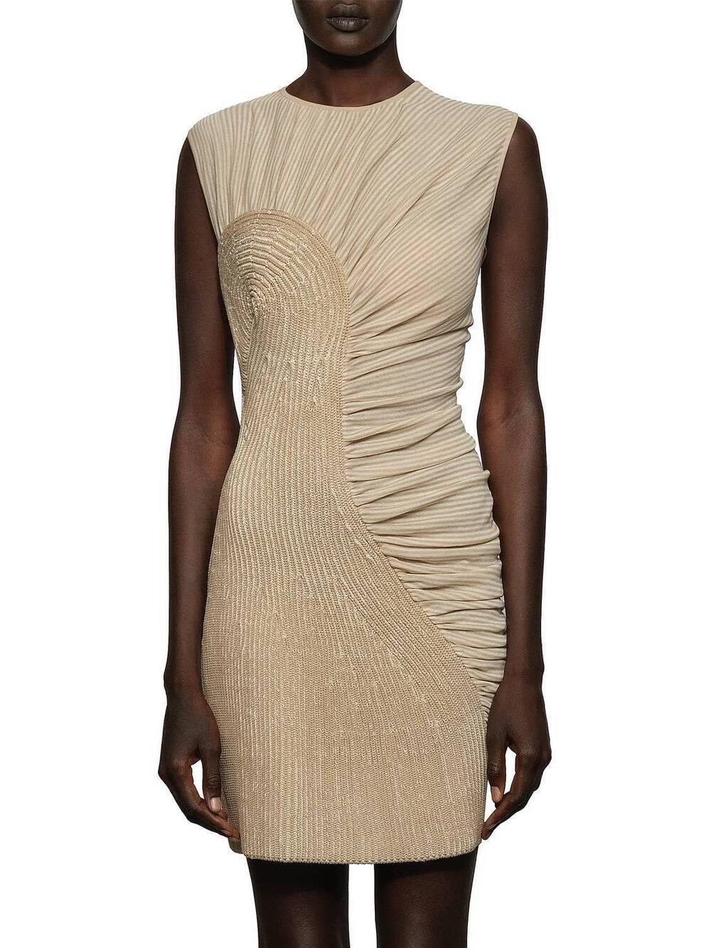 NEW ET OCHS aisling combo knit dress in sand